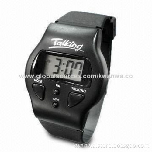 2014 New Design LCD Talking Watch with Time/Alarm Adjustable, Real-time Talking/Daily Alarm Function